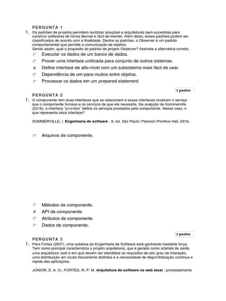 Prova. Arq Software Nota 6 | PDF