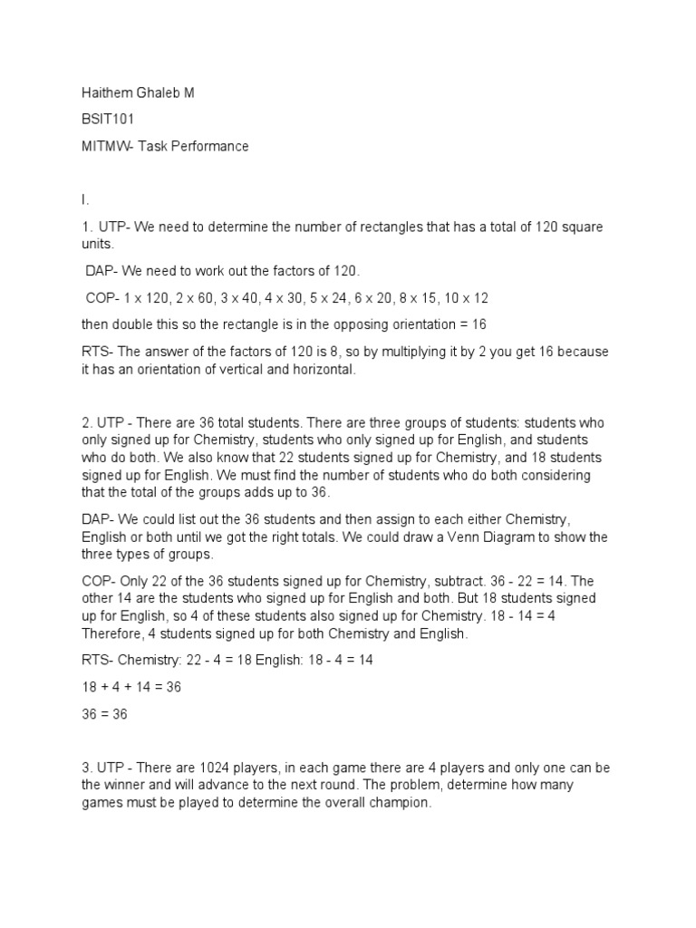 03 Task Performance 01math | PDF
