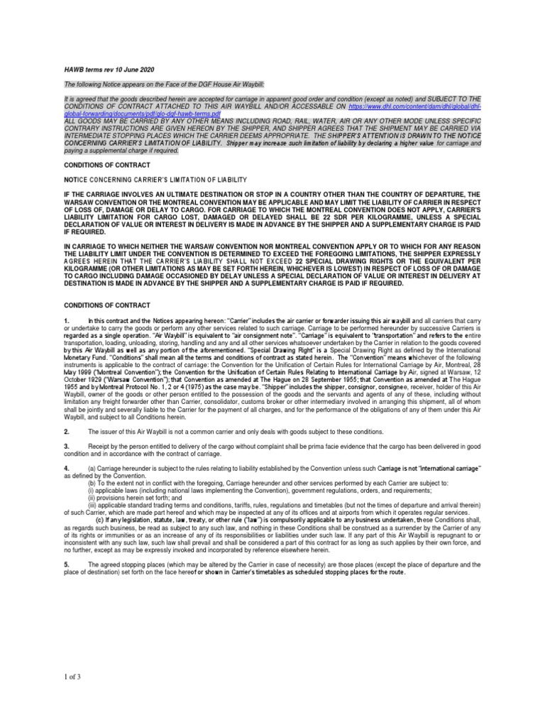 Glo DGF Hawb Terms Download Free PDF Common Carrier Legal Concepts