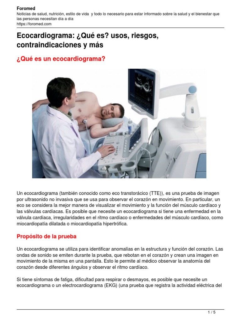 Ecocardiograma: Usos y Contraindicaciones | PDF | Ecocardiografía | Corazón