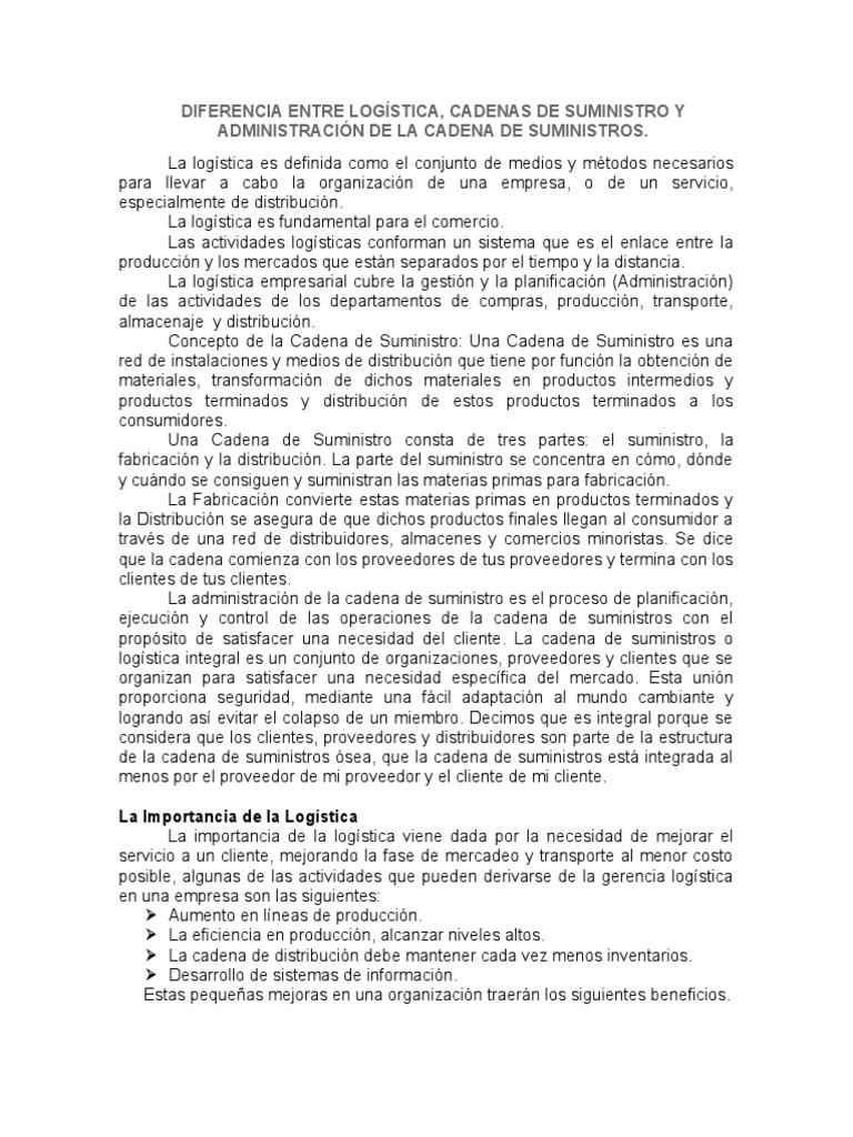 Cadena de Suministros | PDF | Logística | Gestión de la cadena de ...