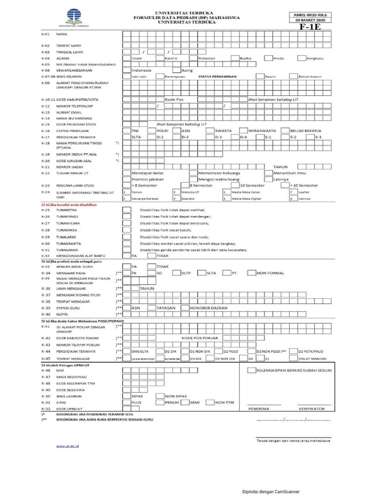 Formulir pendaftaran ut 240521 pdf