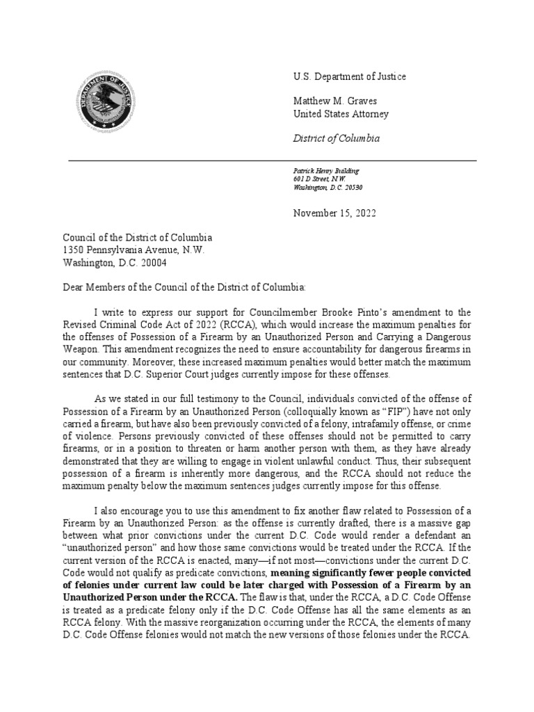 RCCA Amendment for Firearm Penalties | PDF | Crimes | Crime & Violence