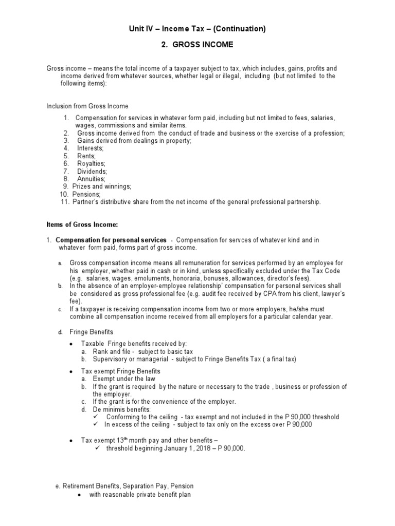 Unit Iii Income Tax 2 Gross Income Pdf