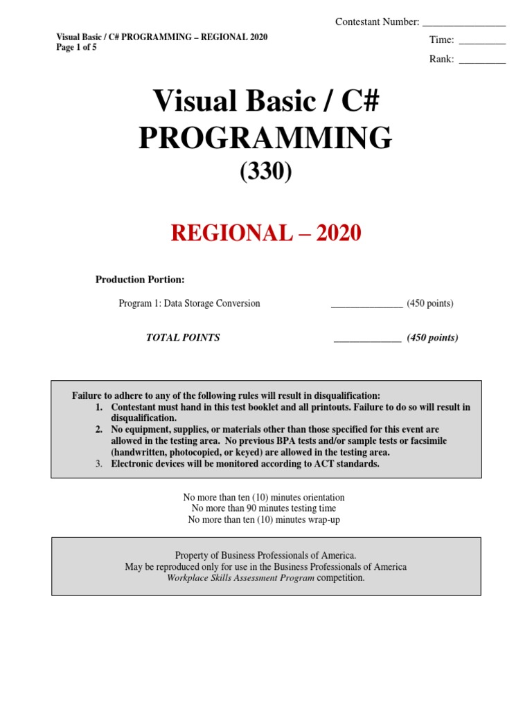 330 - Visual Basic and C# Programming - R - 2020 | PDF | Boolean Data ...