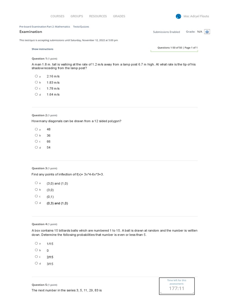 Mathematics Pre-board Examination Part 2 | PDF | Geometry | Mathematics