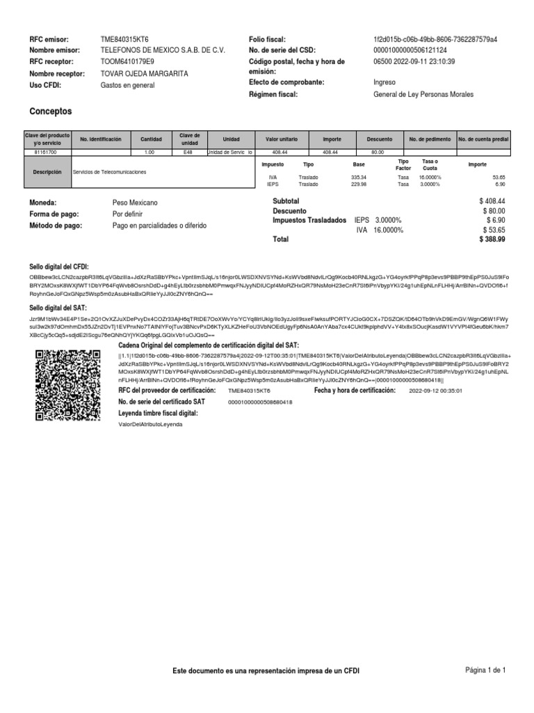 Conceptos: 81161700 1.00 E48 Unidad de Servic Io 408.44 408.44 80.00 | PDF