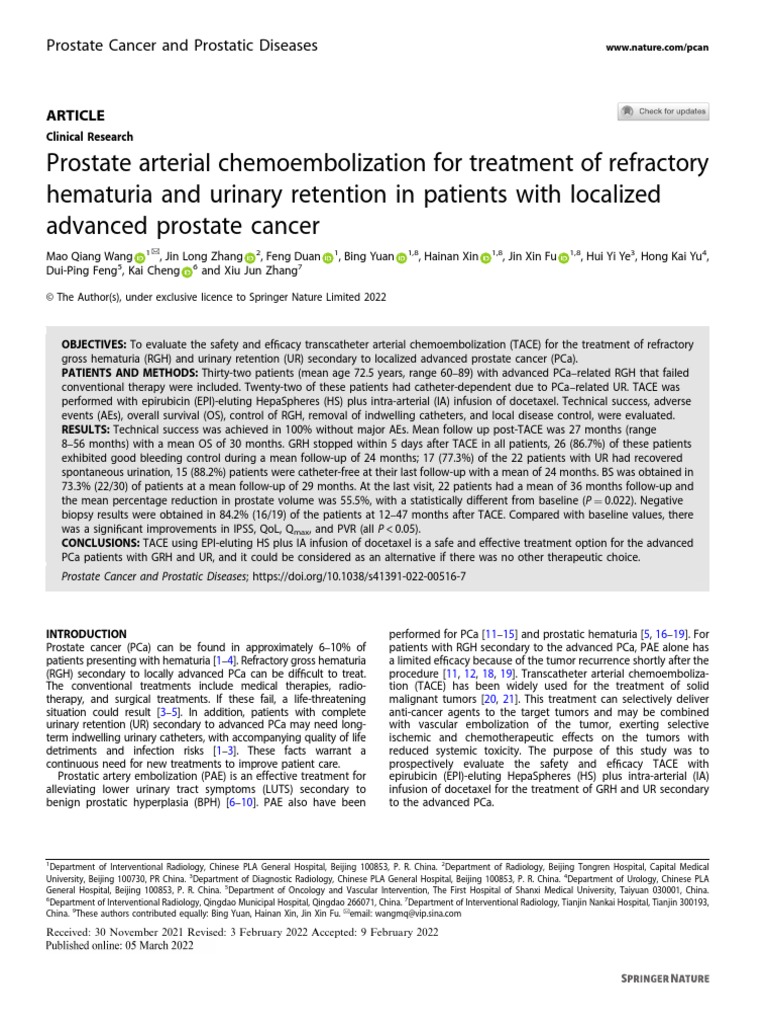 Prostate Arterial Chemoembolization For Treatment of Refractory PDF Prostate Specific
