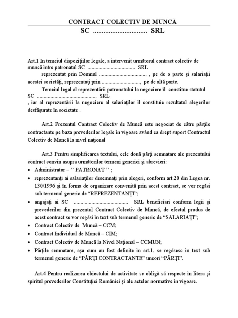 Contract Colectiv de Muncă PDF