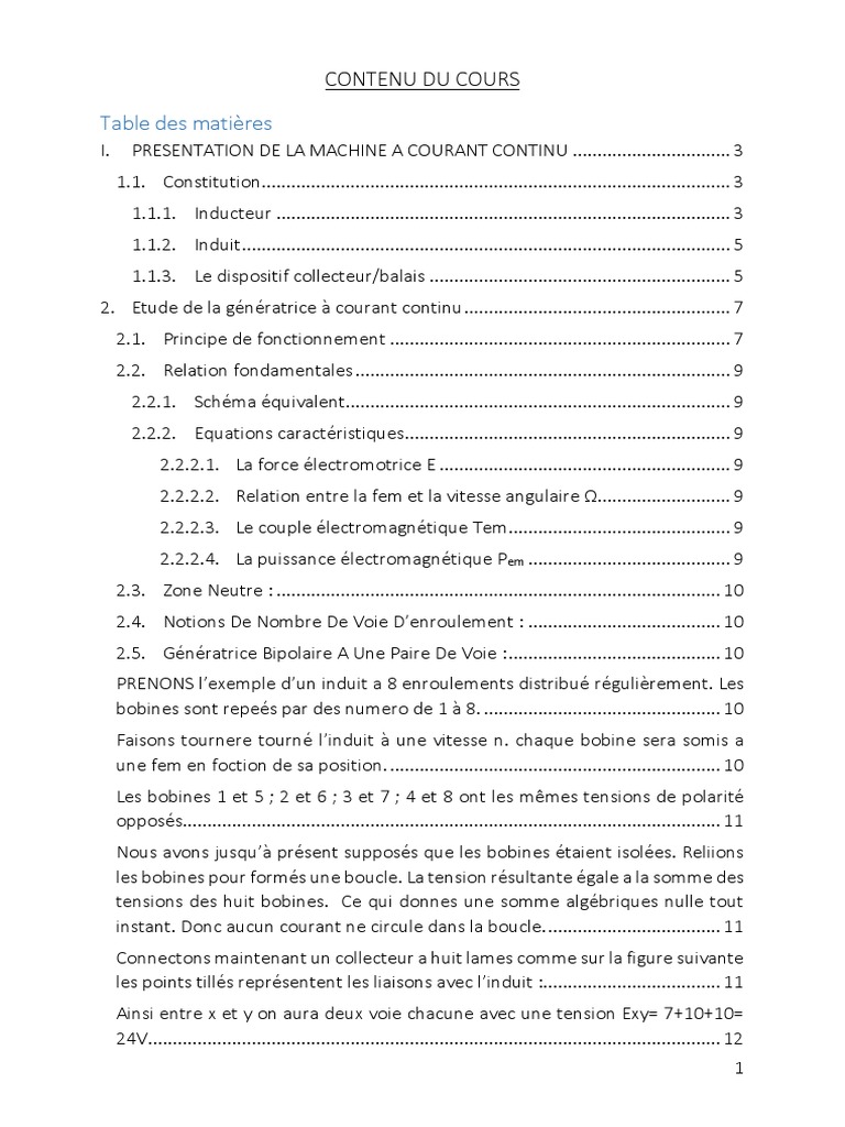 Étude de la génératrice à courant continu | PDF | Générateur électrique ...