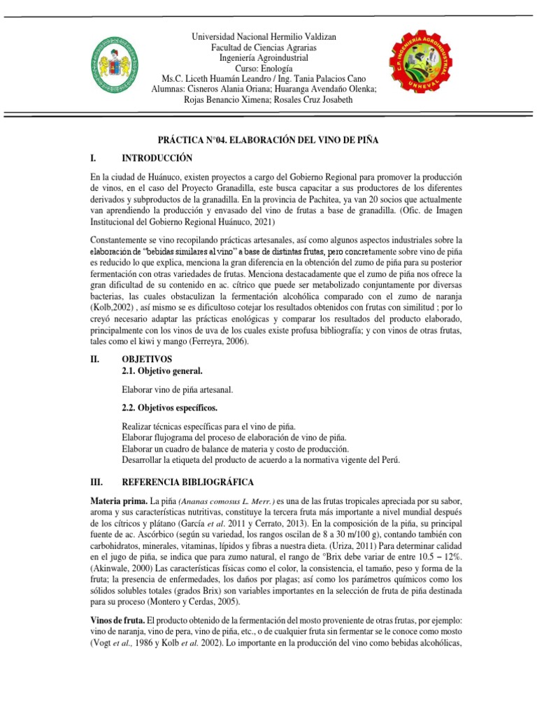 Vino de Piña | PDF | Vino | Vinificación
