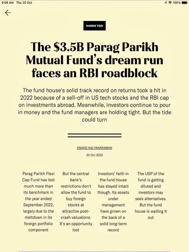 The USD 3.5bn Parag Parikh Mutual Fund Dream - The Ken | PDF
