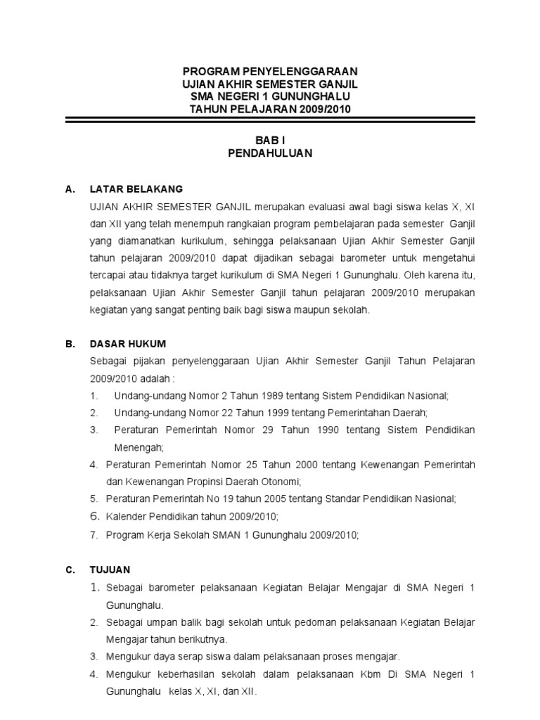 Contoh Laporan Ujian Nasional