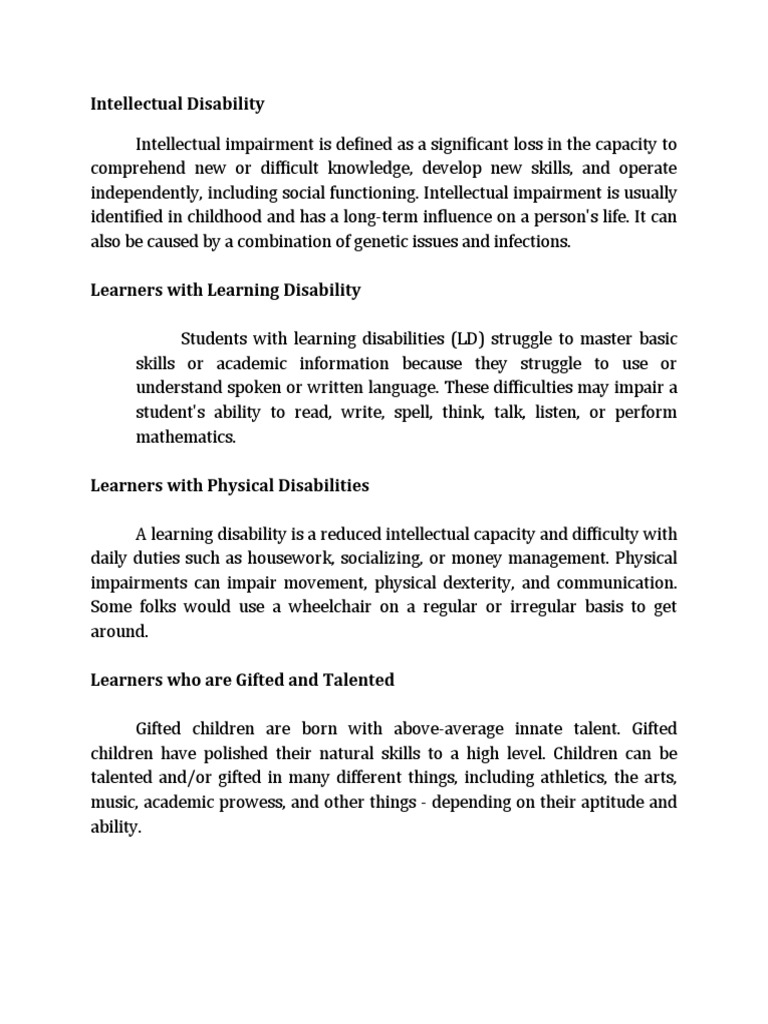 Typology of Learners With Special Needs PDF