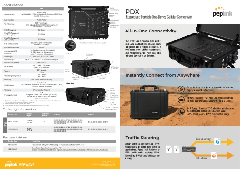 Pepwave PDX Datasheet | PDF | Wi Fi | Usb