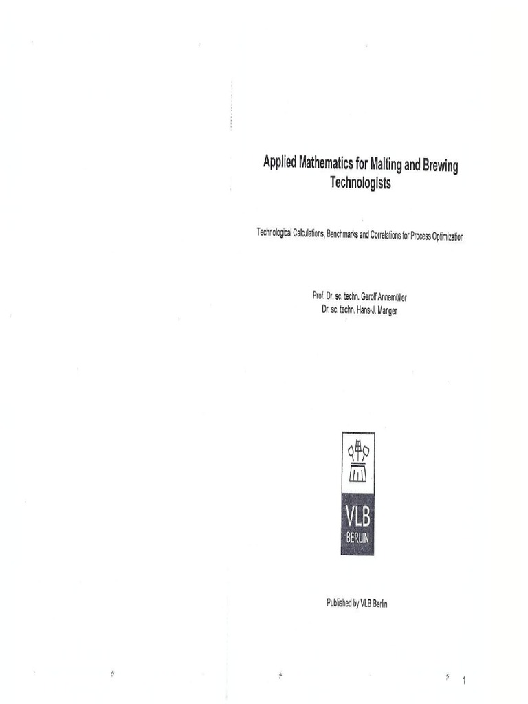 Applied Mathematics For Malting and Brewing Technologists | PDF
