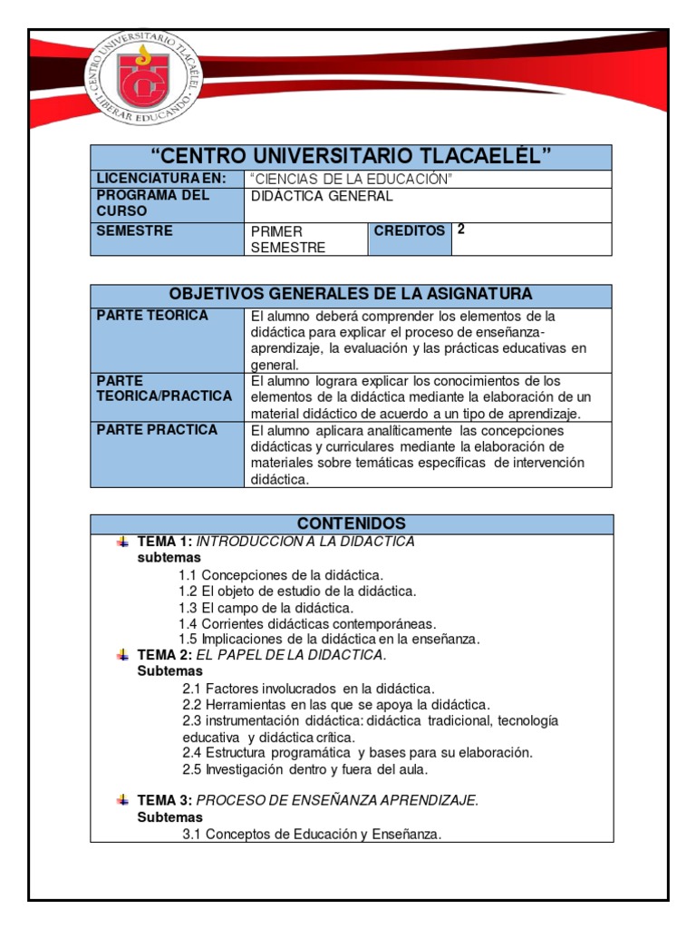 Didáctica General en Educación Superior | PDF | Plan de estudios ...