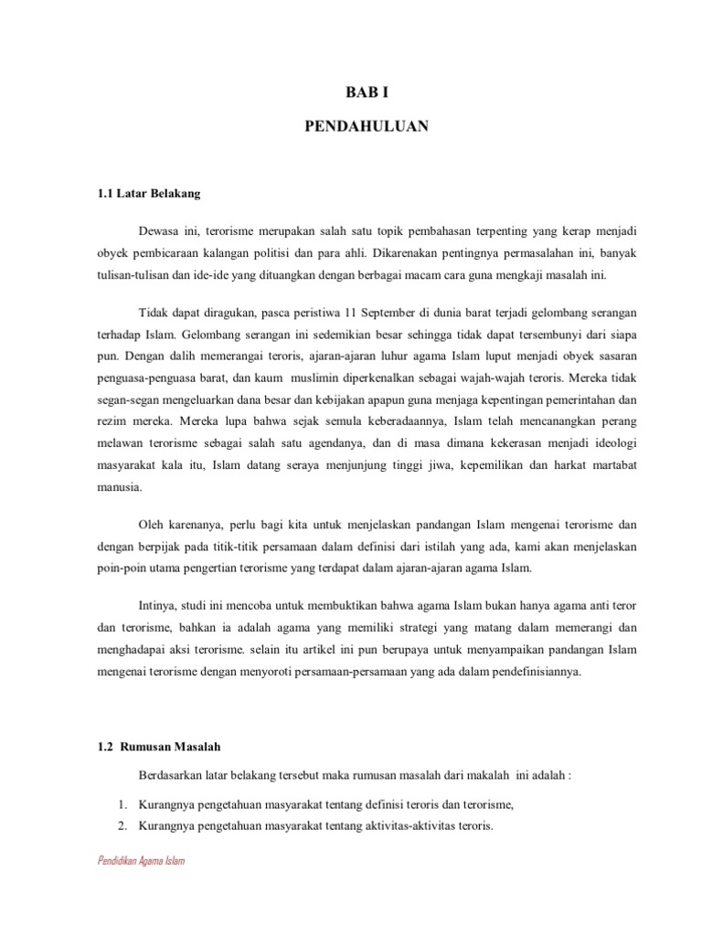 Makalah Terorisme Dalam Pandangan Islam Pdf