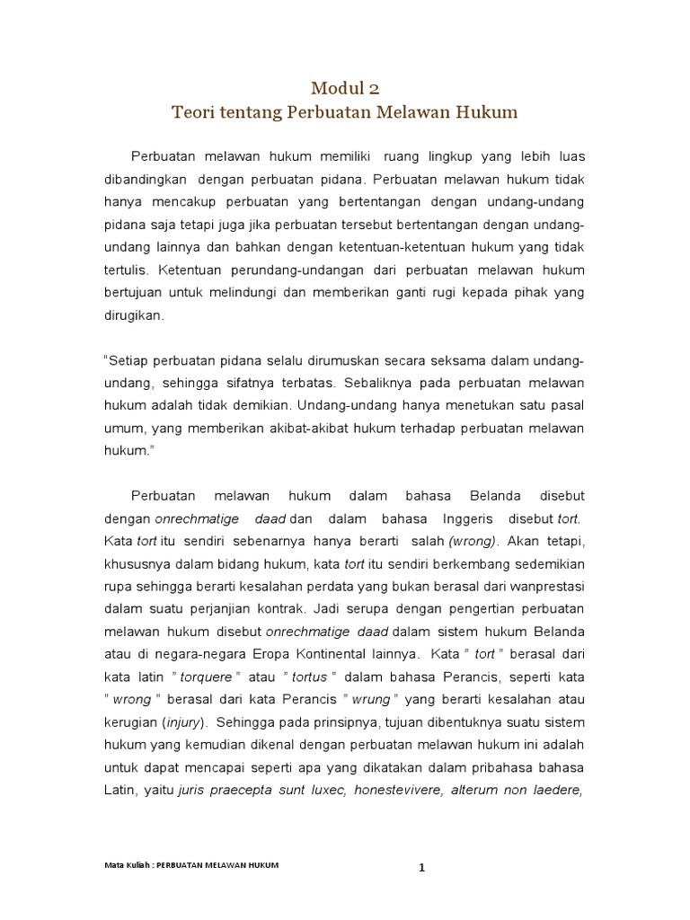Teori Perbuatan Melawan Hukum | PDF