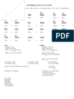 Conversion and Calculation Sheet Waste Waster