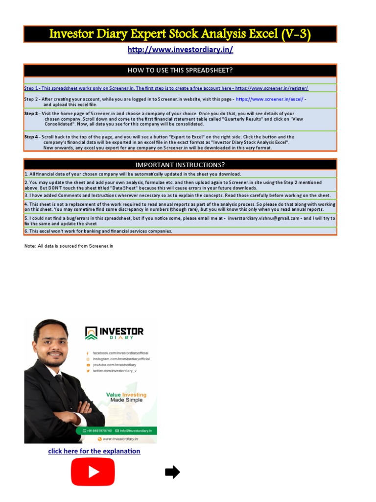 Dr. Reddy's Stock Analysis Excel Guide | PDF