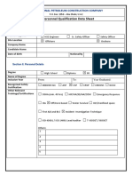 HSE Personnel Qualification Data Sheet