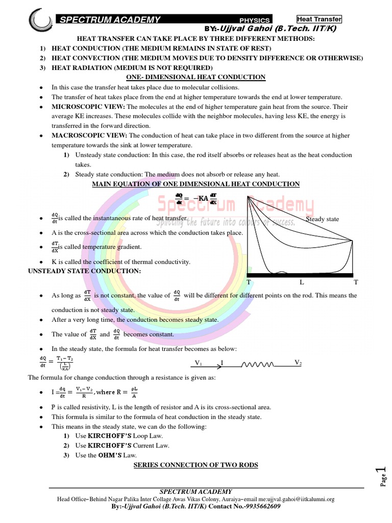 One-Dimensional Heat Conduction Analysis | PDF | Thermal Conduction ...