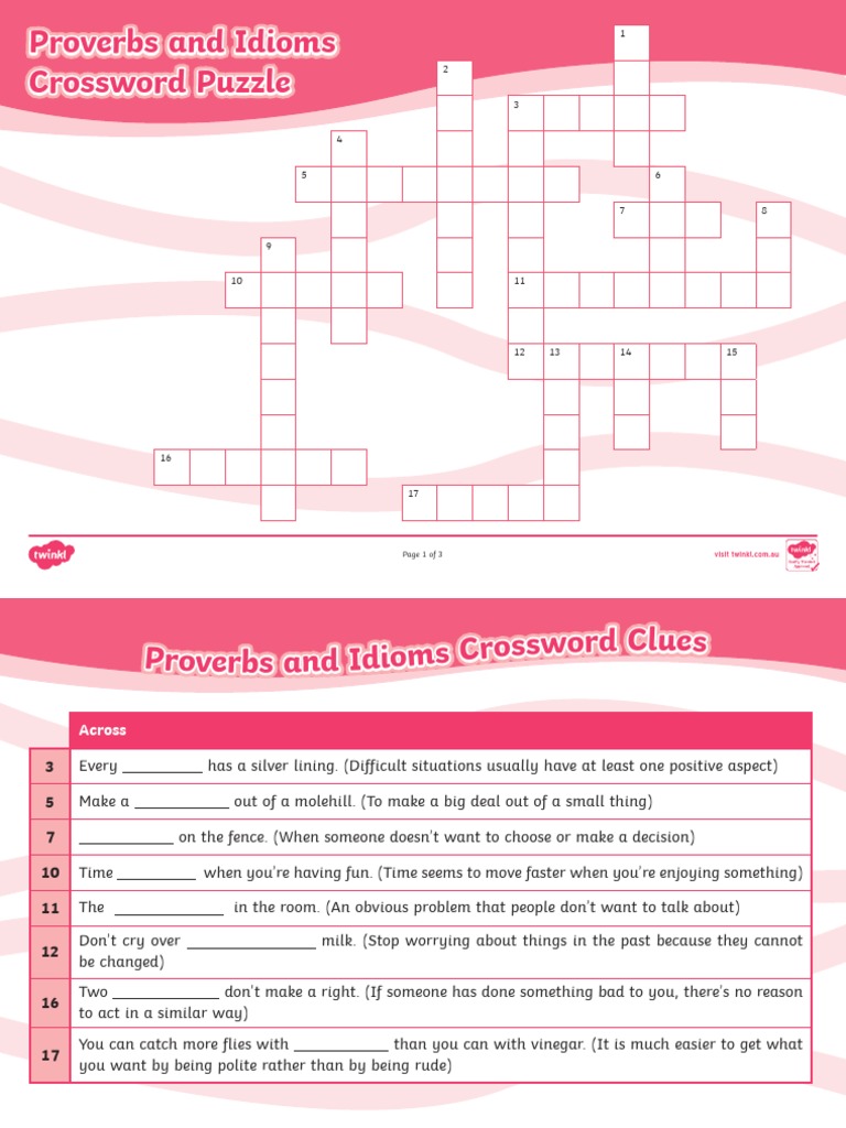 Au L 1648798565 Proverbs and Idioms Crossword Puzzle Ver 1 PDF
