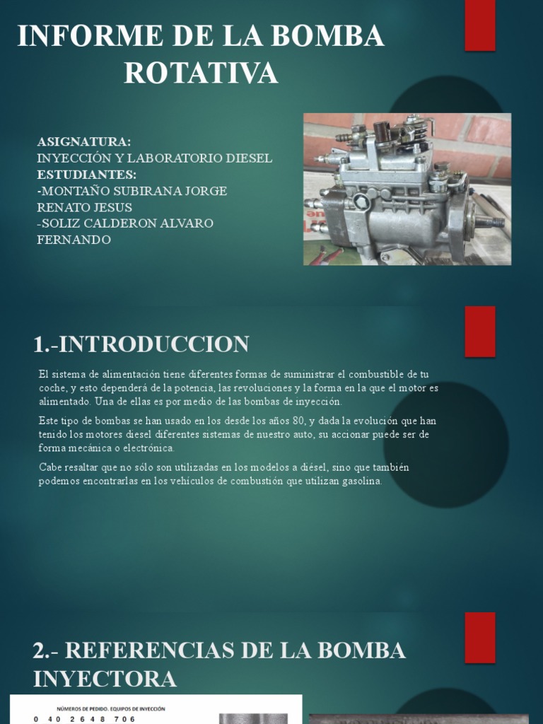 Informe sobre Bomba Inyectora Rotativa | PDF | Inyección de combustible ...