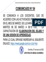 Comunicado de Capacitación Docentes