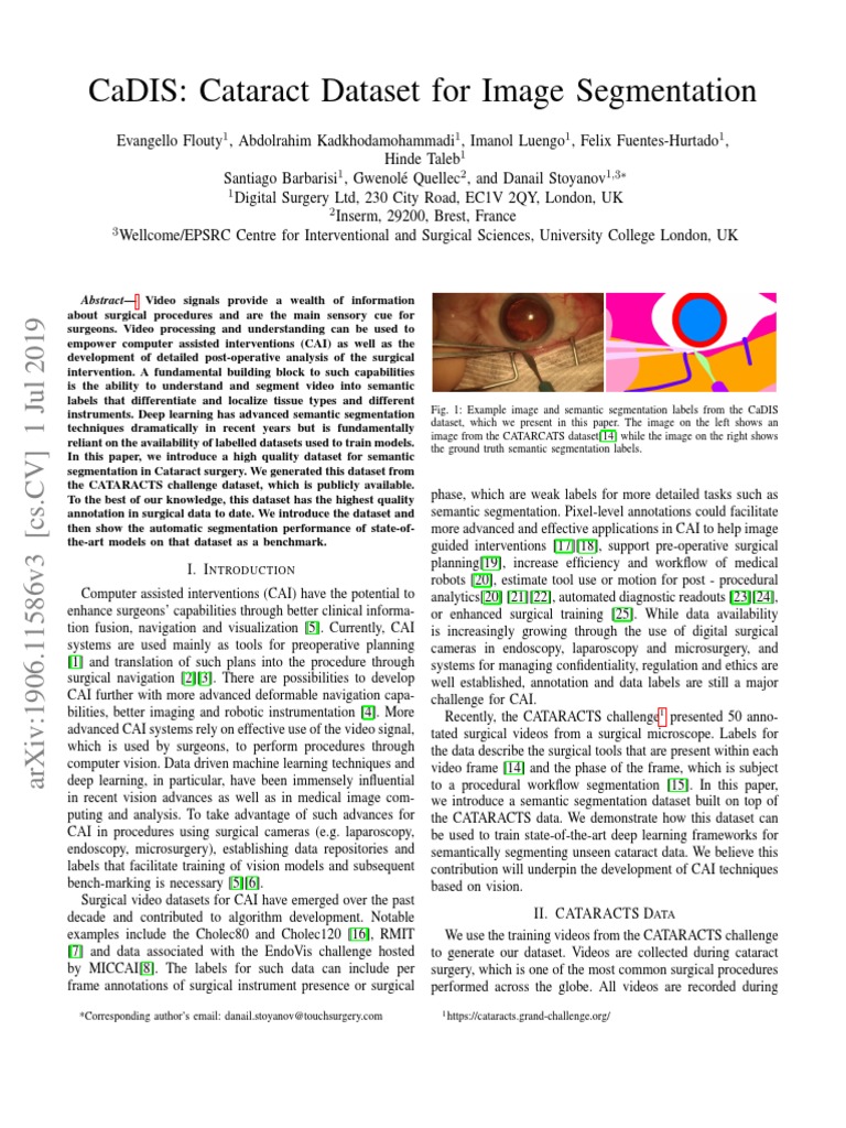 CaDIS Cataract Dataset For Image Segmentation | PDF | Image ...