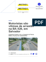 Motoristas São Vítimas de Arrastão Na BA-526, em Salvador - Metro 1