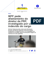 MPF Pede Afastamento Do Diretor Da PRF, Investigado Por Uso Indevido Do Cargo - Metro 1