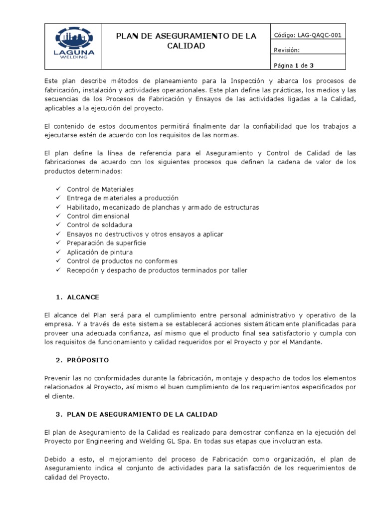 1-. Plan de Aseguramiento de La Calidad | PDF