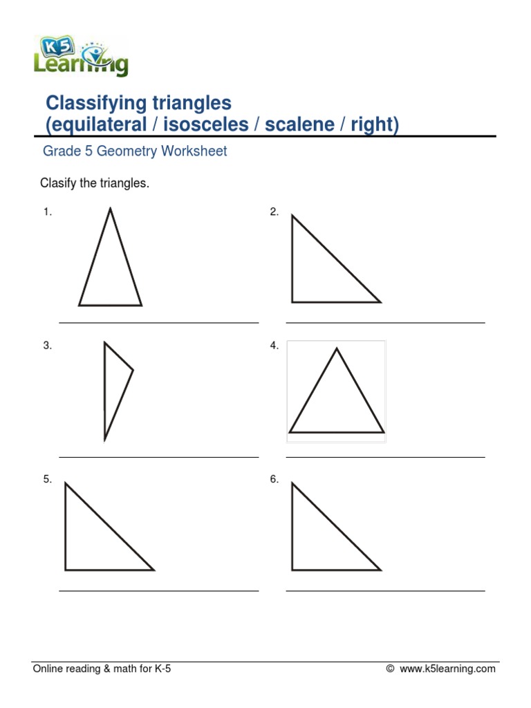 Grade 5 Geometry Classifying Triangles A | PDF
