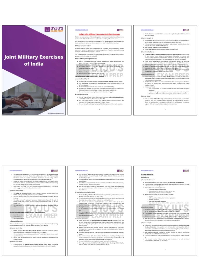 Military Exrcises of India Updated 15 | PDF | Warfare | Military