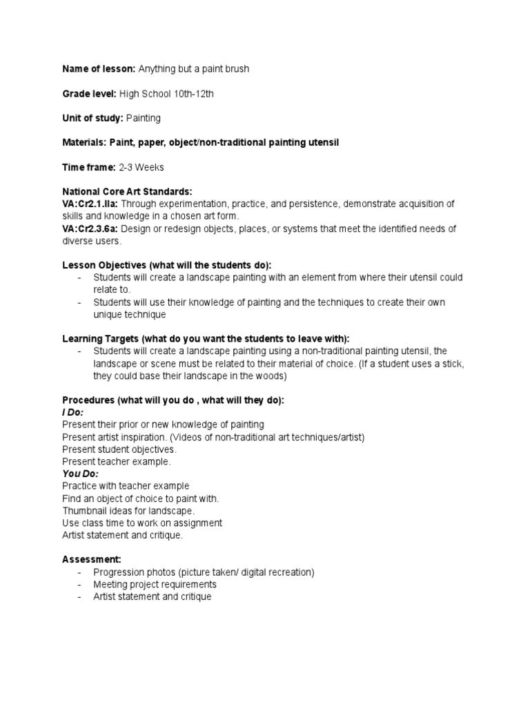 Anything But A Paint Brush | PDF | Paintings | Teachers