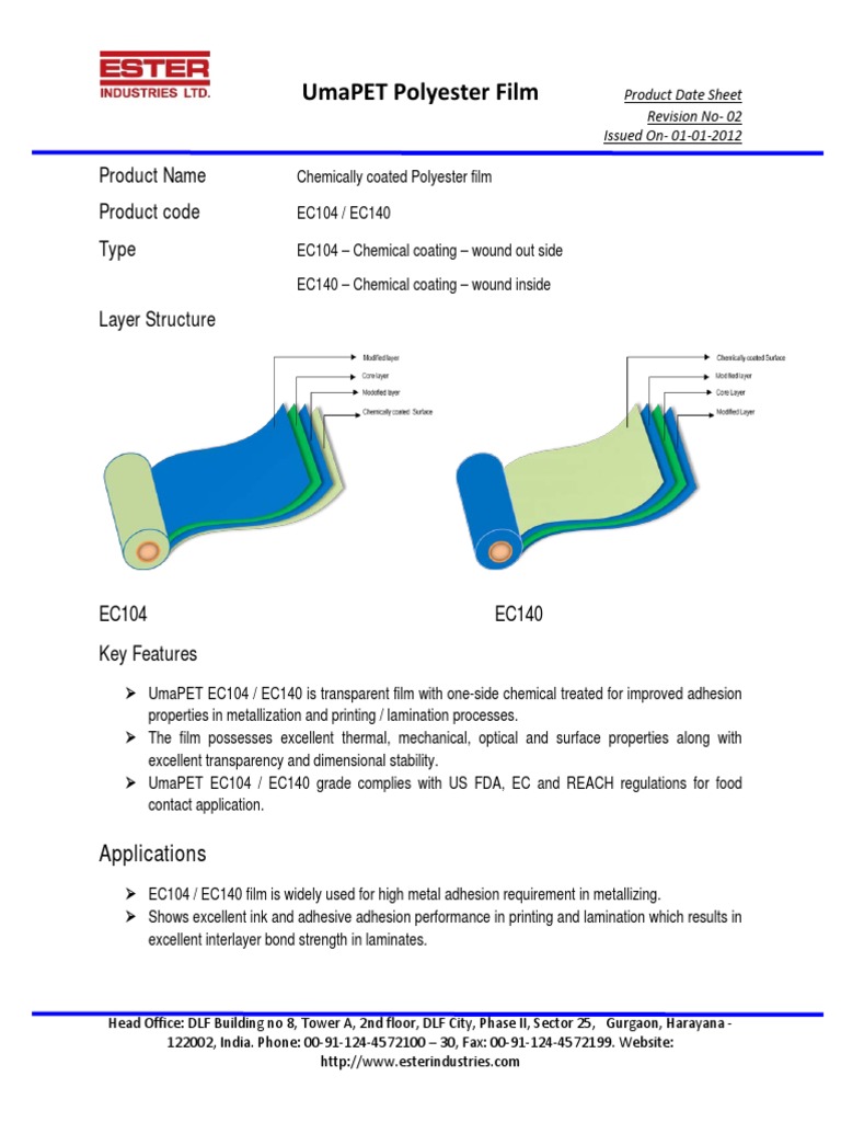 UmaPET EC104 140 PDF Sheet Metal Lamination