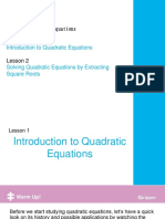 Lesson 1: UNIT 1: Quadratic Equations