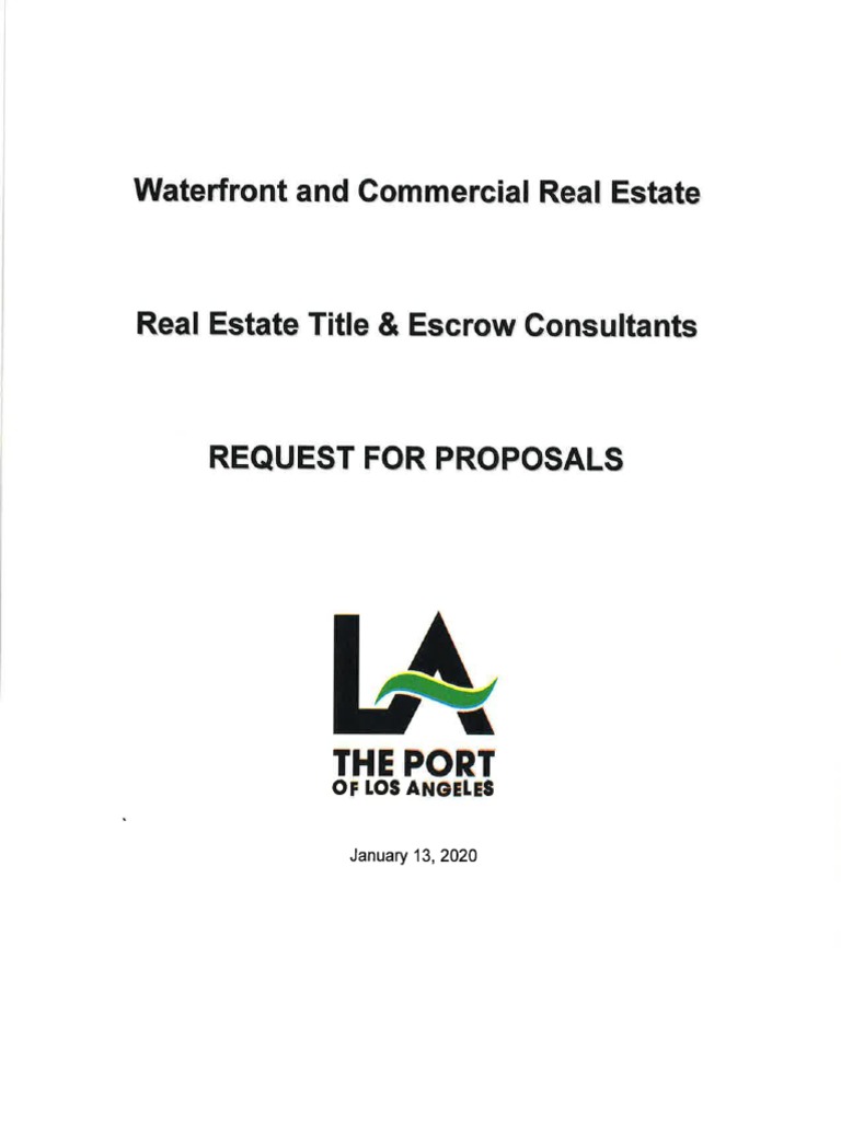 Scope of Work Final RFP Real Estate Title and Escrow Consultants PDF