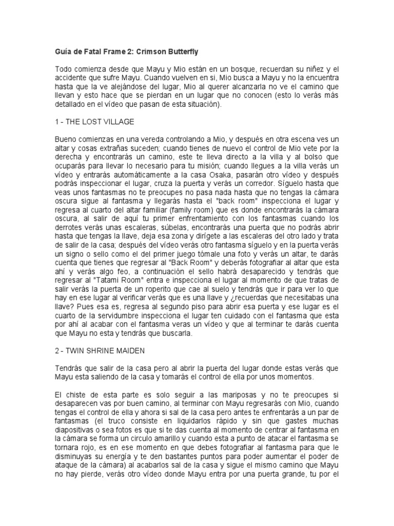 Guía Completa de Fatal Frame 2 | PDF