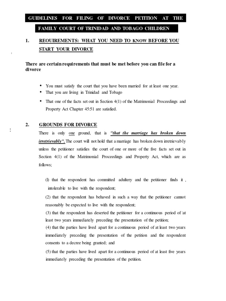 Divorce Process in Trinidad and Tobago | PDF