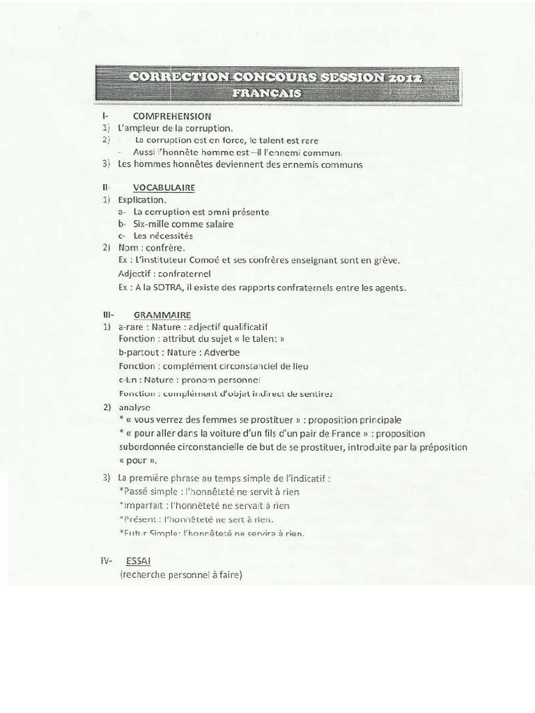 Corrigé 2012 | PDF