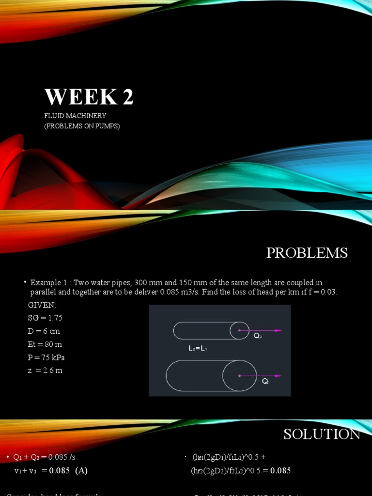 Lecture 2 (Problems On Pumps) (Fluid Machinery) PDF