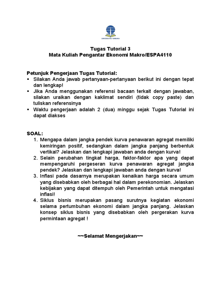 Tugas Tutorial 3 | PDF | Pengelolaan Keuangan & Uang