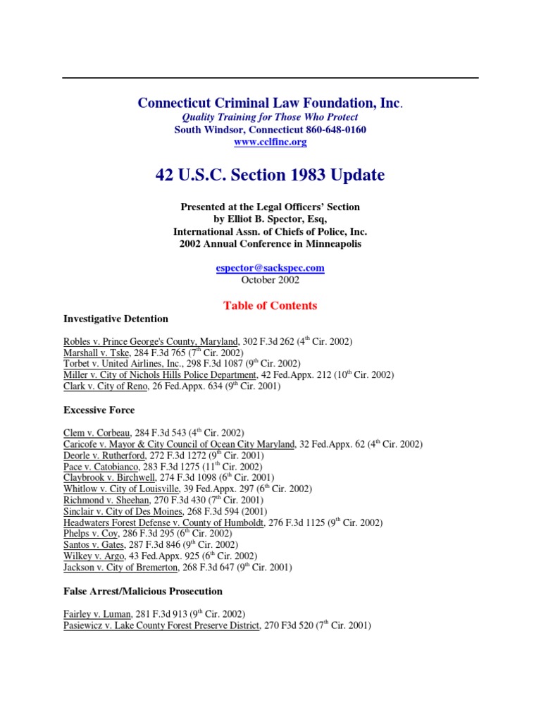 42 U.S. Code 1983 - 2002 Updates | Download Free PDF | Arrest | Fourth ...