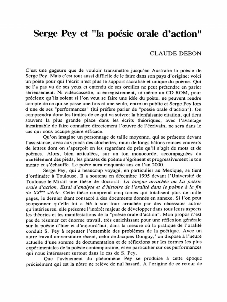 Article Sur Serge Pey | PDF | Poésie