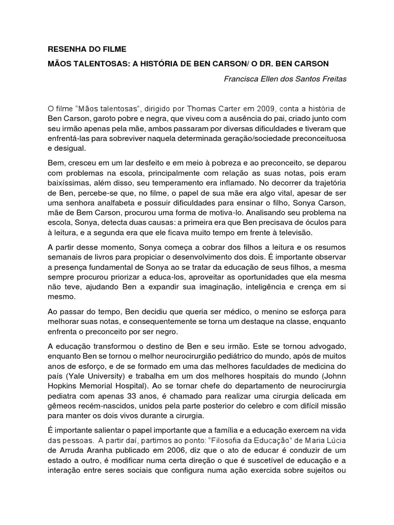 Resenha Do Filme Mãos Talentosas | PDF | Theodor W. Adorno | Sociologia