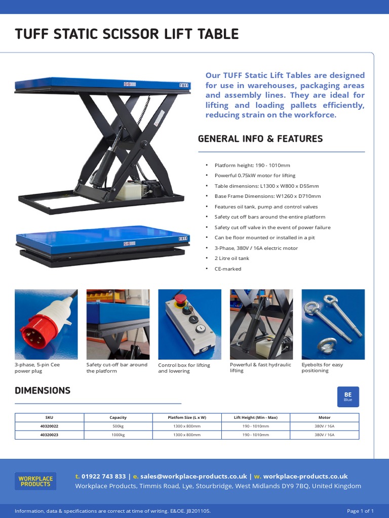 TUFF Static Scissor Lift Tables | PDF | Elevator | Transport