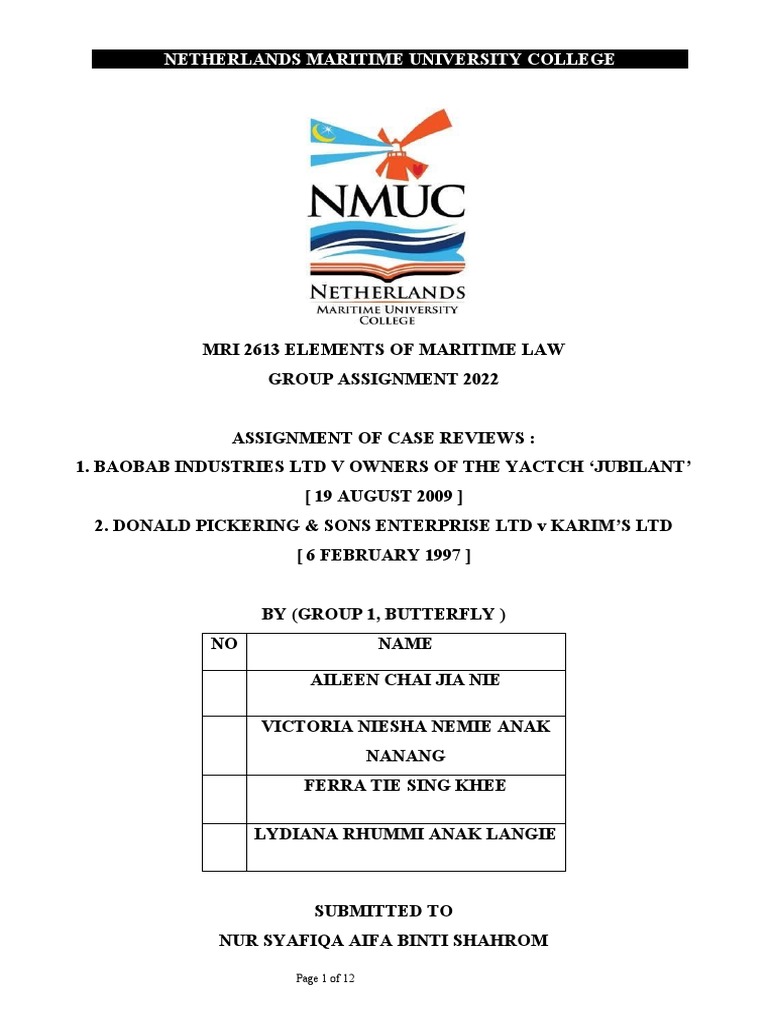 Element of Maritime Law PDF In Rem Jurisdiction Admiralty Law